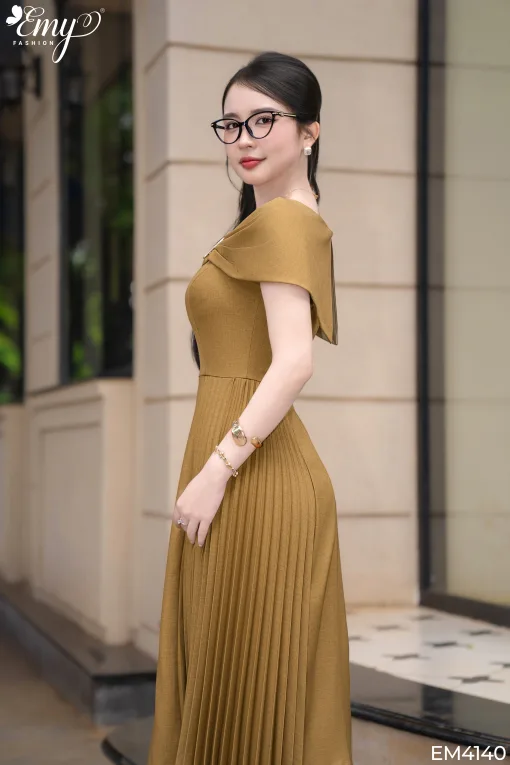 Đầm Xòe Dự tiệc Kaki Nâu EM4140