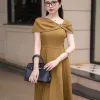 Đầm Xòe Dự tiệc Kaki Nâu EM4140