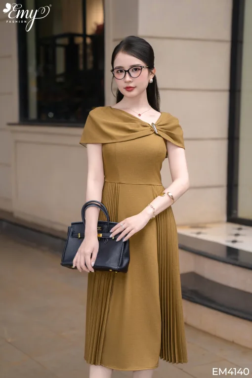 Đầm Xòe Dự tiệc Kaki Nâu EM4140