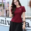 Đầm Peplum Dự tiệc Đỏ Rượu Dáng A EM9850
